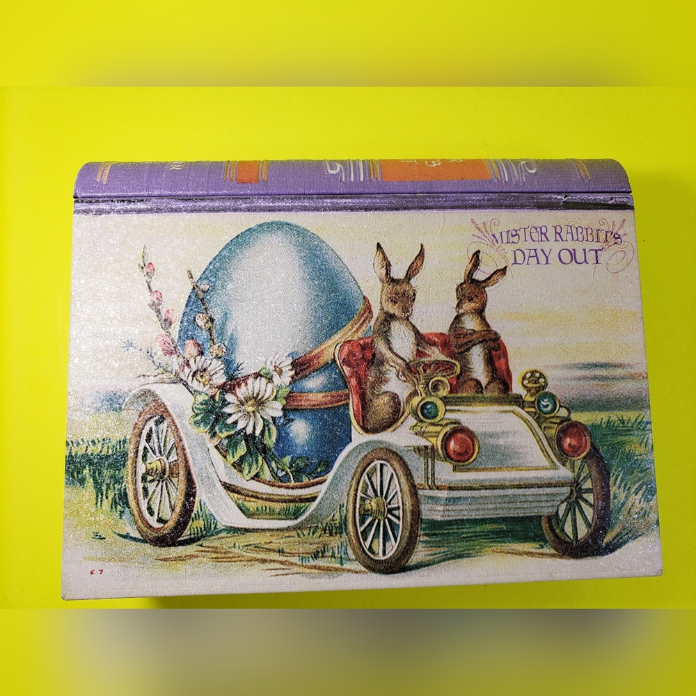 Vintage Easter Bunny Tin Box